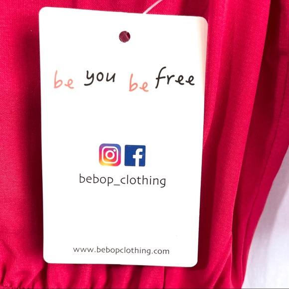 Bebop Red Size Small Shirt Style Adjustable Sleeve Elastic Waist Light Dress NWT - Picture 3 of 10